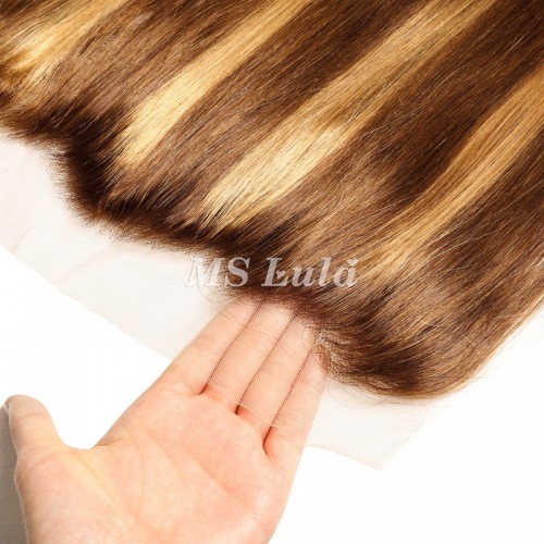Straight #4/27 Highlight Virgin Human Hair 4x4 13x4 Transparent Lace Closure/Frontal | Human Hair Wig | Lace Front